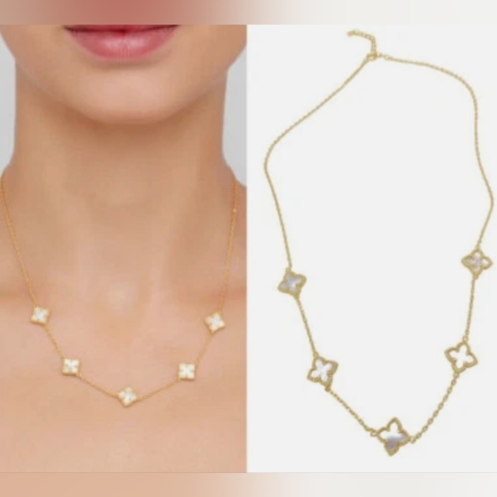 ADORNIA White Mother Of Pearl Floral Necklace
